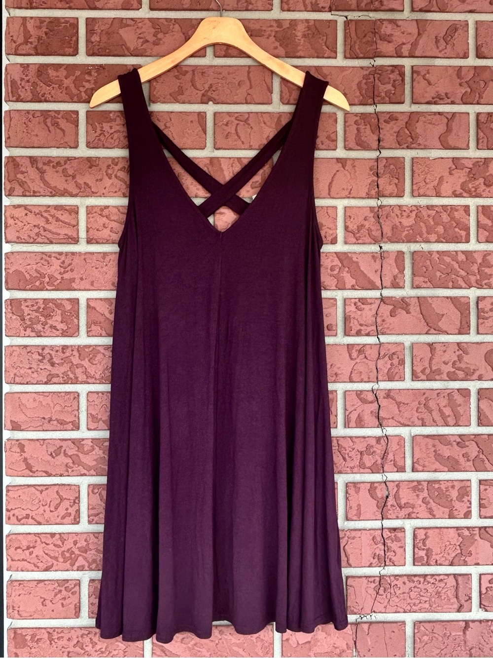Sleeveless Crisscross Back Mini Dress in Plum